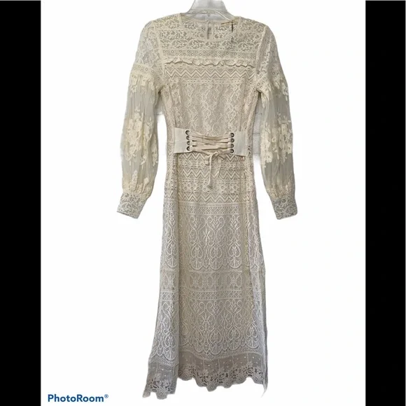 Spell & the Gypsy Collective Dawn Lace Belted Mid wedding Boho Romantic 2XS